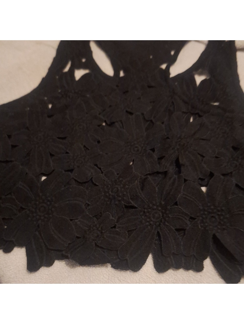 Black Sleeveless Laser-Cut Layered Tank Top - Women